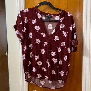 Maroon floral blouse